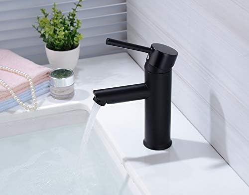 洗面器の蛇口クラシックな浴室の蛇口黒塗装真鍮シングルハンドル単穴温水および冷水の蛇口