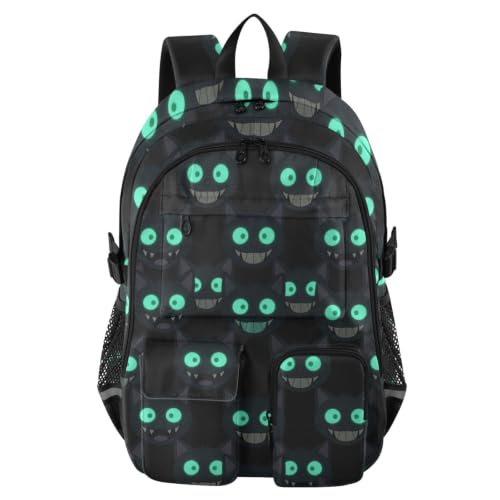 Mochila de viaje de gato negro espeluznante sin costuras y cómoda