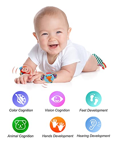 Soft Baby Rattle Toys, Wrist Rattle Foot Sock Rattles, Hand Arm Leg Ankle Handheld Rattles For Infants, Sensory Plush Animal Toys For Newborn Baby Girls And Boys (A4) #TOP5