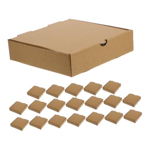 PRETYZOOM 20pcs Corrugated Pizza Boxes Square Flat Takeout Containers for Cookies Protection for Home Bakers
