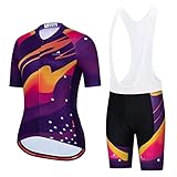 Uriah Women's Cycling Jersey Bib Shorts Set White Short Sleeve Breathable Purple Cloud Size 4XL(CN)