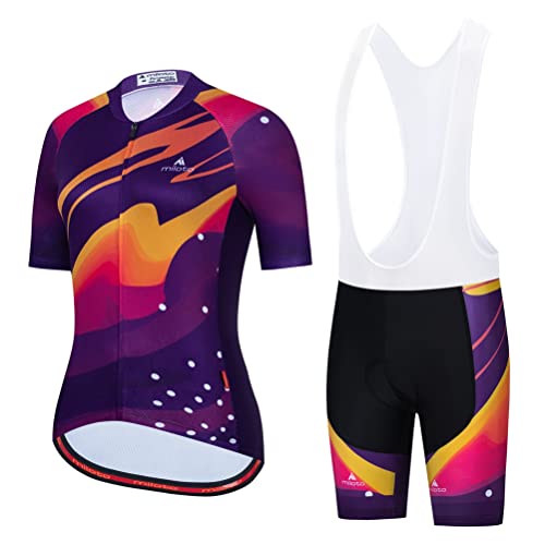 Uriah Women's Cycling Jersey Bib Shorts Set White Short Sleeve Breathable Purple Cloud Size 4XL(CN)