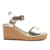 Womens Platform Wedge Heel Sandals Ladies Mid High Strappy Cork Wedges Office Work Party Heels Peep Toe Wide Fit Casual Buckle Strap Sandal