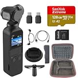 Osmo Pocket Handheld 3 Axis 4k Gimbal Stabilizer with Integrated Camera Bundle, w/Extreme SD Card, Base, and More (Must-Have)
