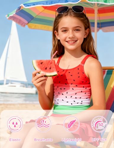Image of ALISISTER Girls Tankini Swimsuit Two Piece Bathing Suits Summer Beach Swimwear with Shorts for 7-12 Years