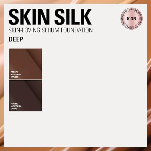 Image of Revolution Skin Silk Radiant Satin Serum Foundation, F18NW Deep Skin Tones