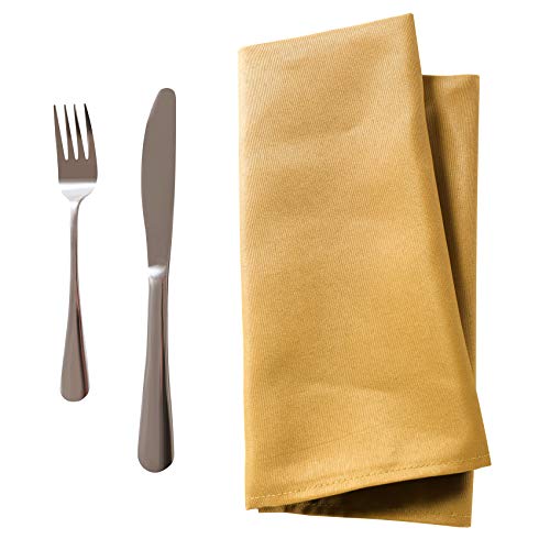 Ascoza 25Pcs Polyester Cloth Napkins - 17 X 17 Inch Gold Washable Dinner Napkins With Hemmed Edges For Restaurant/Wedding/Hotel(25,Gold) #TOP3