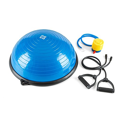 Capital Sports Balanci Pro Plataforma Equilibrio Ø58cm (PVC/PP, 2X Cinta elástica, Entrenamiento coordinación Completo, Incluye Bomba de Aire) - Azul