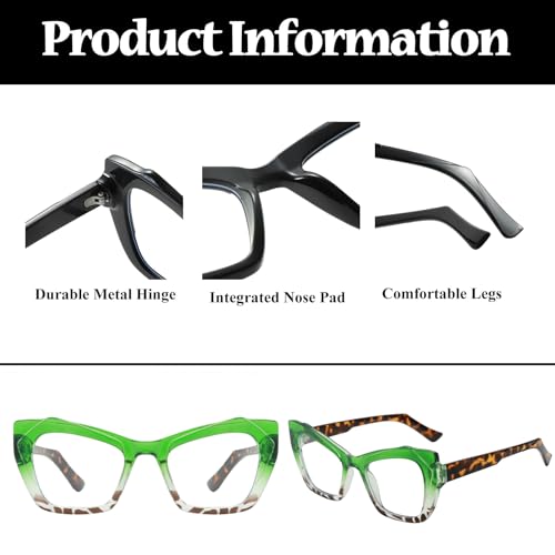 Image of LJCZKA Oversized Blue Light Blocking Glasses Women Cat eye Eyeglasses Anti Eye satrain Computer Gaming Cateye Glasses