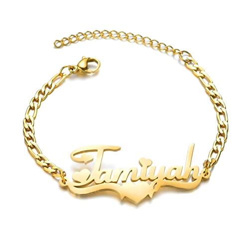 Flowshey Personalized Name Bracelet for Women Custom Name Anklet 18K Gold Plated Name Bracelet Anklet Customized Name Jewelry Gift