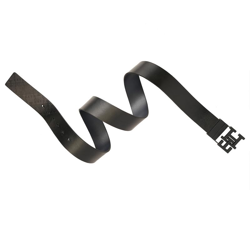 Image of Tommy Hilfiger Men's Pursat Reversible Leather Belt - Th Monogram Buckle - For Classic Styling & GentleMen's Gift | Ideal for Gifting