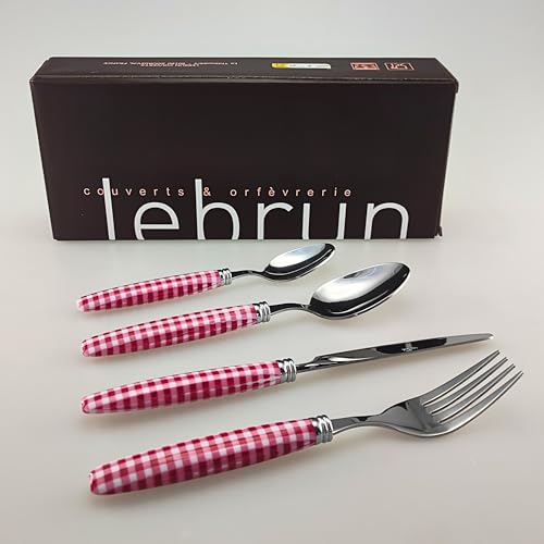 Lebrun Couverts - Ménagère VICHY 24 pcs - Service de table pour 6 personnes - Couverts inox 18.0 – manche couleur – 6 couteaux – 6 fourchettes – 6 cuillères de table – 6 cuillères à café