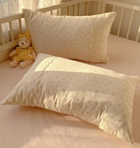 Image of VM VOUGEMARKET Lace Duvet Cover Set Full Girls Pink Flower Bedding Set Soft Lightweight Washed Microfiber Romantic Princess Duvet Cover with Zipper Ties-80 inchx90 inch