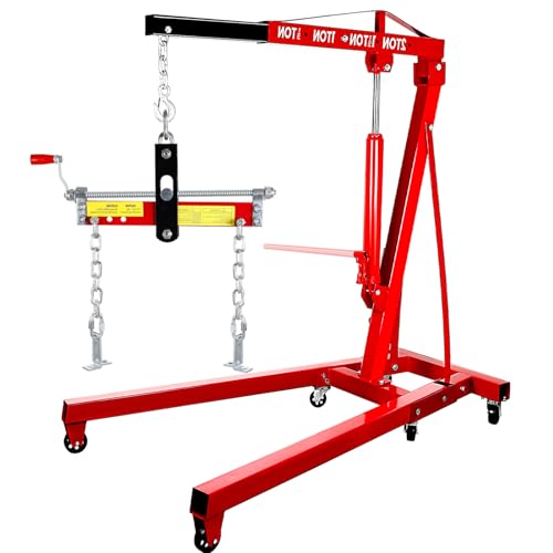 5500 Lb Folding Engine Hoist with 8 Ton Pump & Casters