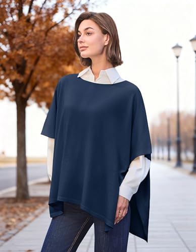 Image of PULI Women's Pullover Poncho Sweater Oversized Knit Layering Top Travel | Sleeveless and Layers Over Any Shirt At Home or Work