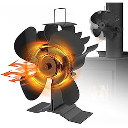 Puerta Chimenea Con Ventilador Ventilador de chimenea 2 en 1 sin electricidad, silencioso, con termómetro, ventilador de chimenea sin electricidad, ventilador de chimenea para madera/leña/hoguera/tubo de estufa