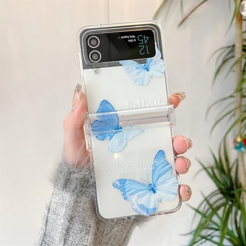 Coque Galaxy Z Flip 5 papillon bleu avec dragonne pour vos sorties et selfies
