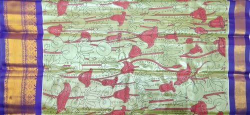 Image of VFCollections Women's Kalamkari Kanchipuram Silk Pattu Sarees With Blouse