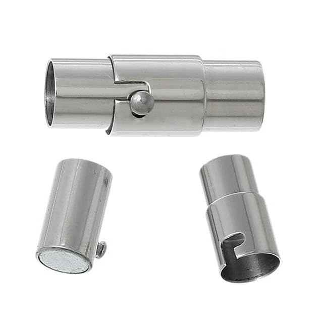 Image of Beadsnfashion 10 Pcs Magnetic Clasps for Jewellery Making - 16x6mm, 5mm Hole Size, Silver Leather Cord Connectors, Magnetic Clasp for Bracelet & Necklace, Premium Jewelry Findings for DIY Crafting
