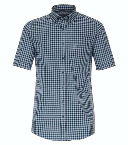 CASAMODA Freizeithemd Kurzarm kariert Comfort Fit Mittelblau XXL