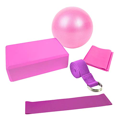image for Lixada 5Pcs Yoga Ball Chair,Yoga Equipment Set Include Yoga Ball Yoga 