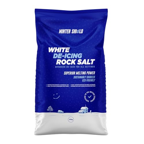 25KG Bag Winter Shield's Rock Salt for Keeping DRIVEWAYS and Paths Clear of ICE/Snow (Packaging May Vary)