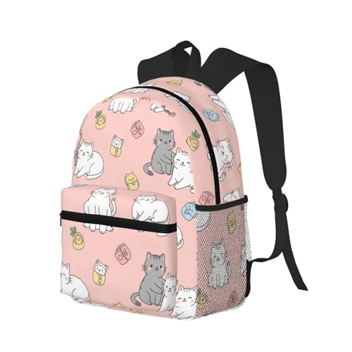 Picnic Bicycle Backpack Cute Kitten Friends Cartoon Cats Daypack Durable Polyester Anti-Theft Multipurpose Big Capacity Shoulder Bag Lightweight for Outdoors2