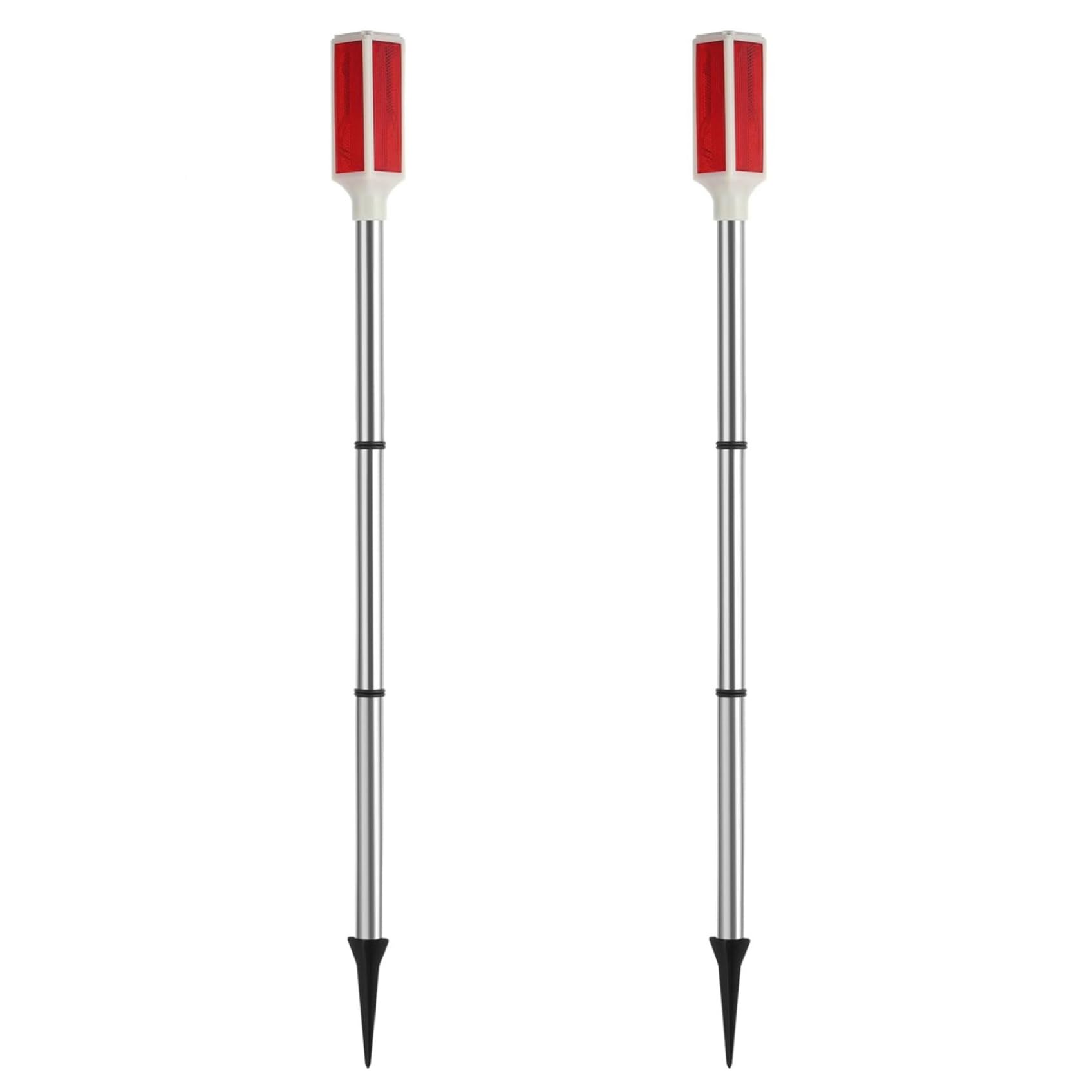 2Pcs Solar Driveway Marker Lights, Waterproof Driveway Lights, Red Landscape Reflectors for Snow, Road, Outdoor Yard, Parking, Sidewalk