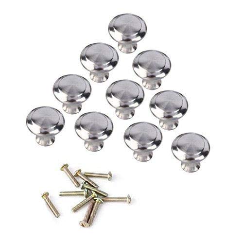 Schubladenknopf-Set, goodchanceuk 30 Stück Edelstahl rund Schrank Tür Pull Ersatz für Möbel Tür Schrank Kleiderschrank Griff mit Schrauben silber … (28MM) Cover