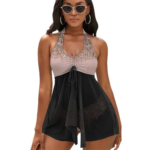Traje de baño de calavera rock and roll tankini de 2 piezas para mujer