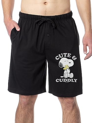 Peanuts Mens' Snoopy Woodstock Cute and Cuddly Sleep Pajama Shorts for Adults