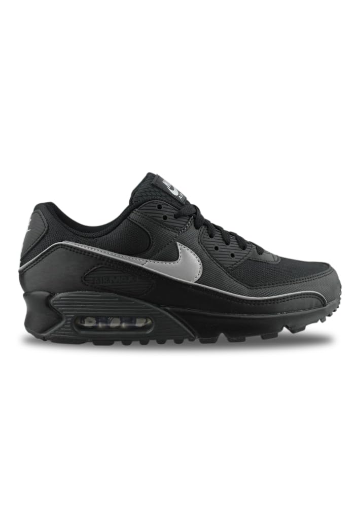 NIKE Air Max 90 Premium - Tenis para hombre con detalles reflectantes (negro/negro/antracita/multicolor)