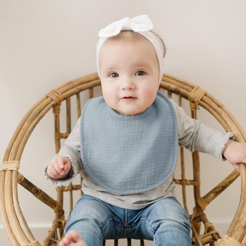 Image of Konssy Muslin Baby Bibs 8 Pack Baby Bandana Drool Bibs Cotton for Unisex Boys and Girls, Soft Absorbent Set for Teething and Drooling