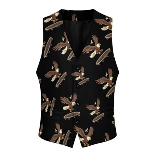 Eagle On A Trampoline Novelty Men's Suit Vest Funny Formal Dress Vests Business Waistcoat3