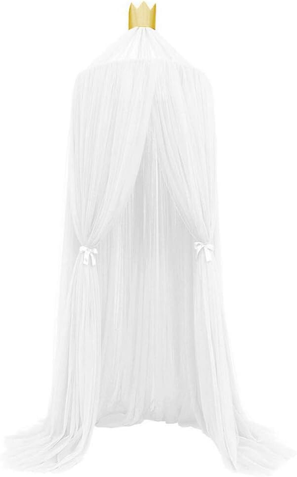 Breathable Crib Netting Bed Curtains Canopy,Elegant Color Home Mesh M osquito Net,Children Bed Canopy Netting,Home M osquito Net,for Baby Bedroom (White)