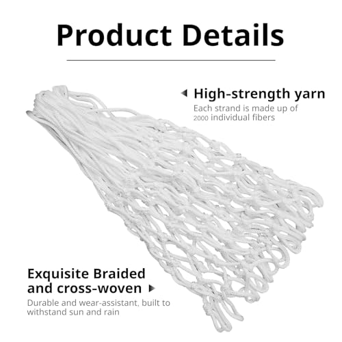 Basketballnetz Ersatz für Innen- und Außenbereich, Wetterfest basketballnetz Outdoor wetterfest, Standardgröße, 12 Schlaufen, Geeignet für Standard-Basketballkörbe, Korrosionsbeständig (1 Stück)