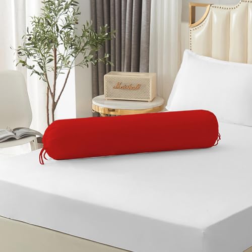 Lot de 2 housses de traversin roulées de 35 x 106 cm (housse uniquement, traversin non inclus) Taie d'oreiller ronde respirante (rouge)