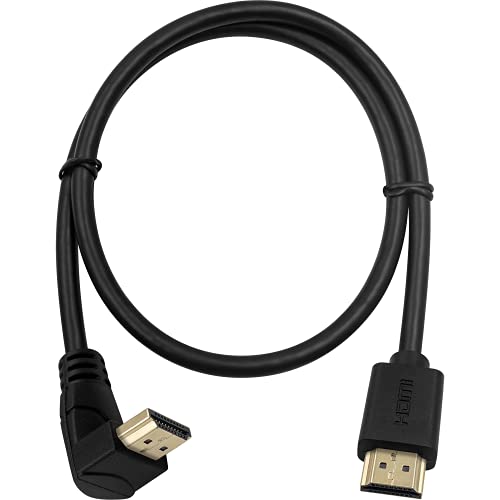 Poyiccot HDMI 2.0 Male to Male Cable 90 Degree, 2 Feet / 60cm HDMI Male to Male Downward Angle Cable 60Hz, 4K 2K Gold Plated High Speed (M/M Down)
