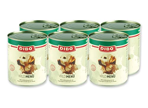 DIBO Menü Wild, 6 x 800g-Dose, Hundefutter, Nassfutterohne Konservierungsstoffe, Reine Fleischdosen aus frischem und natürlichem Fleisch Qualität