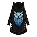 Produktbild Jaihank Oversize Hoodie Damen Modisch Kapuzenpullover mit Katzenohren Winter Warm Weich Kapuzen Sweatwear Eule Druck Longshirt Tops Teddy Pullover Knopfsaum Langarmshirt Kapuzenpulli Oberteile