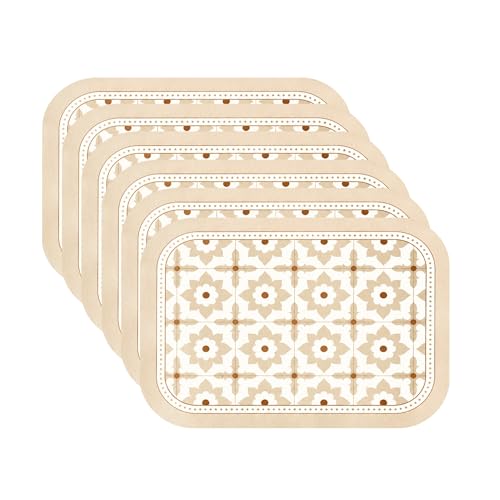 Image of Faux Leather Set of 6 Dining Table Placemats | Heat Insulation & Stain Resistant Waterproof Non Slip Dinner Table Mats | Perfect for Home, Kitchen, Restaurant, Office (Lotus Casa)