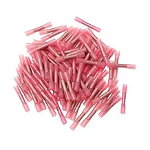 ESUPPORT 50Pack Red Heat Shrink Butt Wire Electrical Crimp Terminal Connector 18-22 AWG Gauge