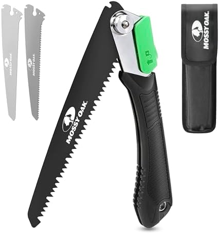 Mossy Oak 3 in 1 Handsäge Astsäge klappbar inkl. 3 scharfe Klingen aus Cr-V, Multifunktions Klappsäge für Garten,Glas, Fliesen, Holz, Metall, Kunststoff, Sägeblattlänge: 22 cm