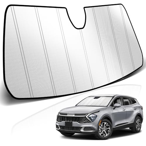 KUST Windshield Sun Shade for Kia Sportage NQ5 2023-2025 2026 Foldable Thicken Window Sunshade UV Protection Keep Cool Sunshield Easy Install Sun Visor Accessories Aluminum Film
