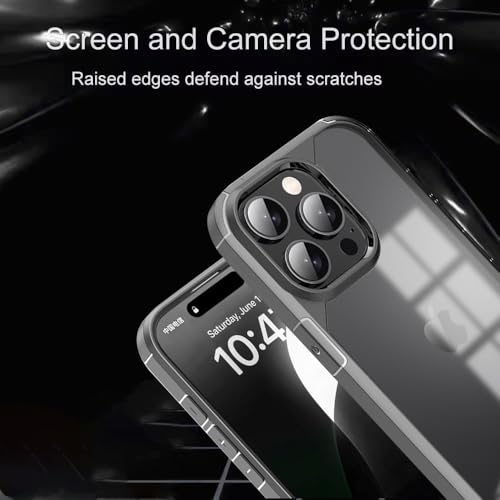 Image of KARWANBack Cover |Shockproof Bumper Case | Full Camera Protection | Raised Edges | Super Soft Side TPU | Bumper Case for iPhone 14 Pro Max - Grey