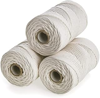 Macrame Cord 4mm x 100m Single twisted Natural Cotton Craft Rope, Strong Cotton String - Knitting, Crochet, Macramé for Handmade Wall Hanging, Dream Catcher, Plant Hangers, Knitting, Craft Cord
