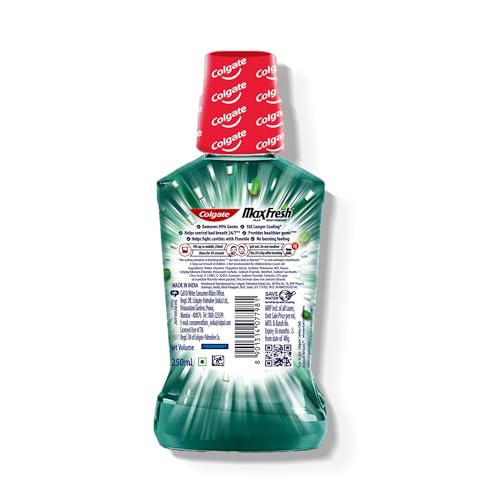 Colgate Plax Antibacterial Mouthwash, 24/7 Fresh Breath - (Fresh Mint) 250 ml(Pack of 1) - Image 10 thumbnail