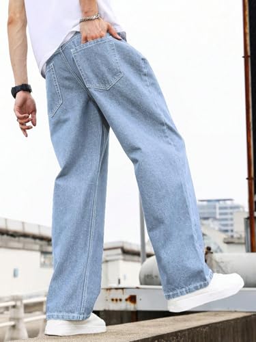 Image of KOTTY Men's Loose Fit Baggy Jeans - Relaxed Wide Leg Denim with Fashionable Urban Streetwear Look