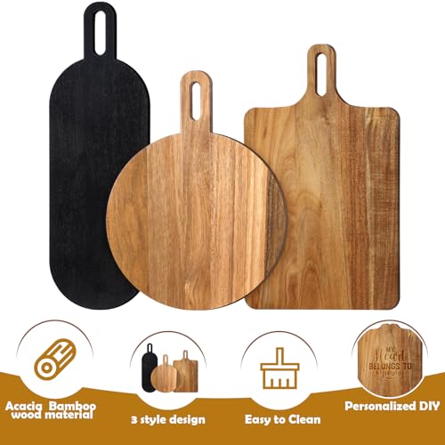 Set 3 Piezas Tabla Para Cortar Acacia Oval Negra miniatura 4
