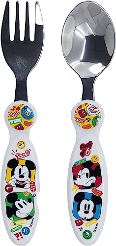 Disney Set 2 Posate Rosso Per Bambini In Acciaio Inossidabile Mickey Mouse Con Punte Arrotondate - 2